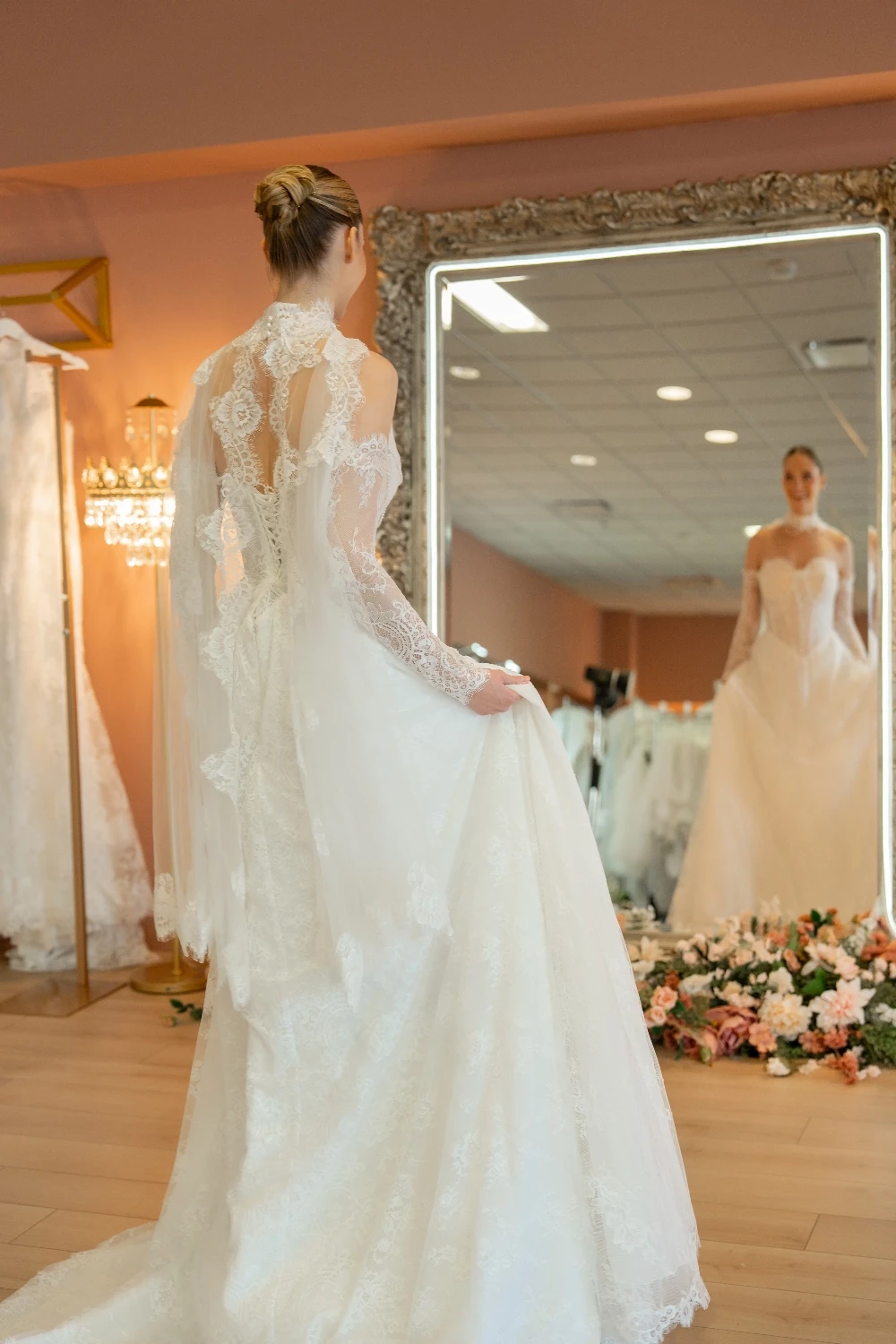 Jana Ann Couture 26180 lace wedding gown with cape.