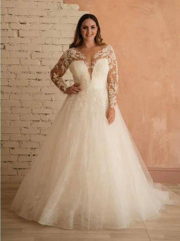 Plus Size Long Sleeve Wedding Dress 5 Mobile