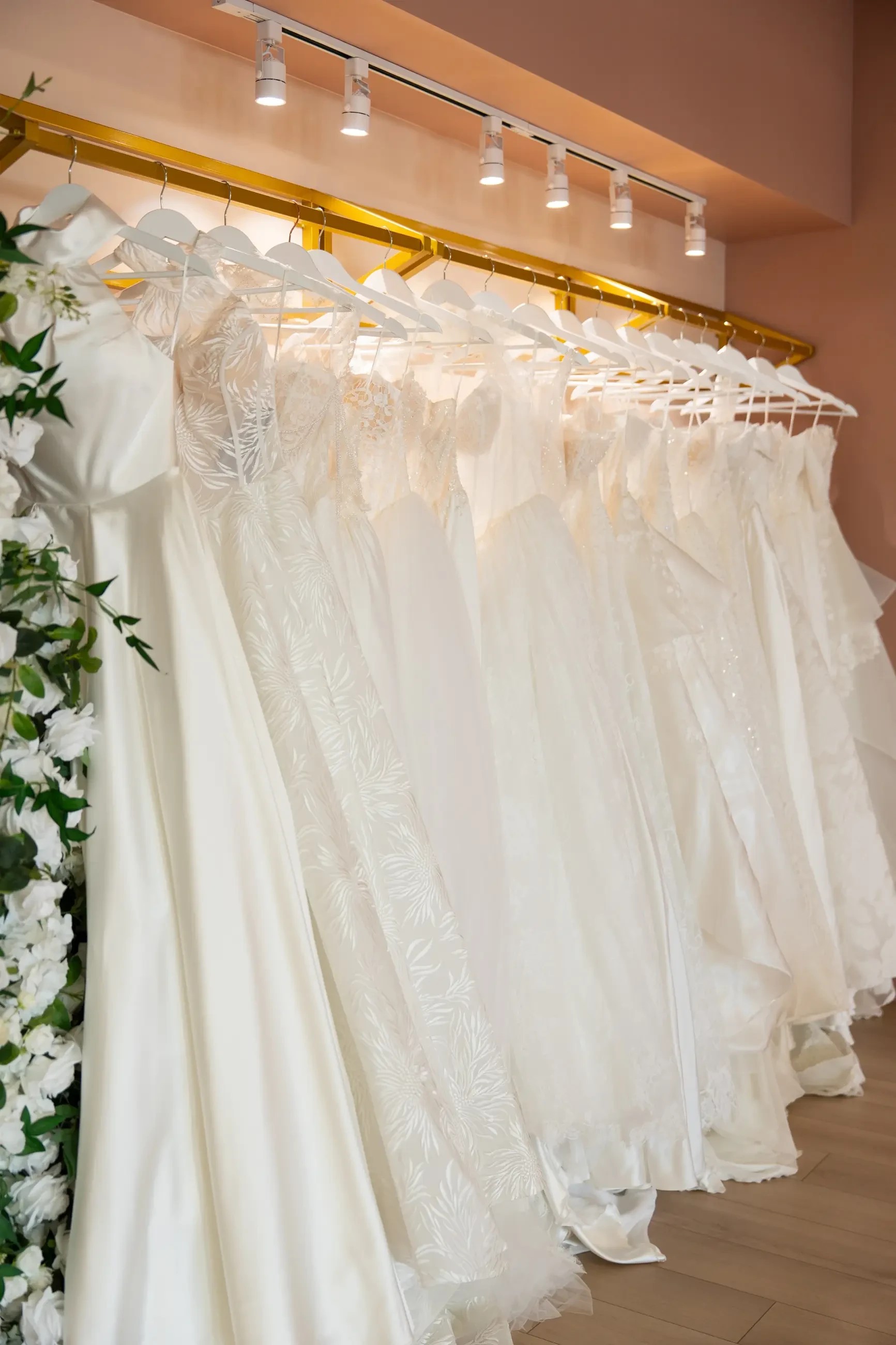 Bridal dress with pearls on it