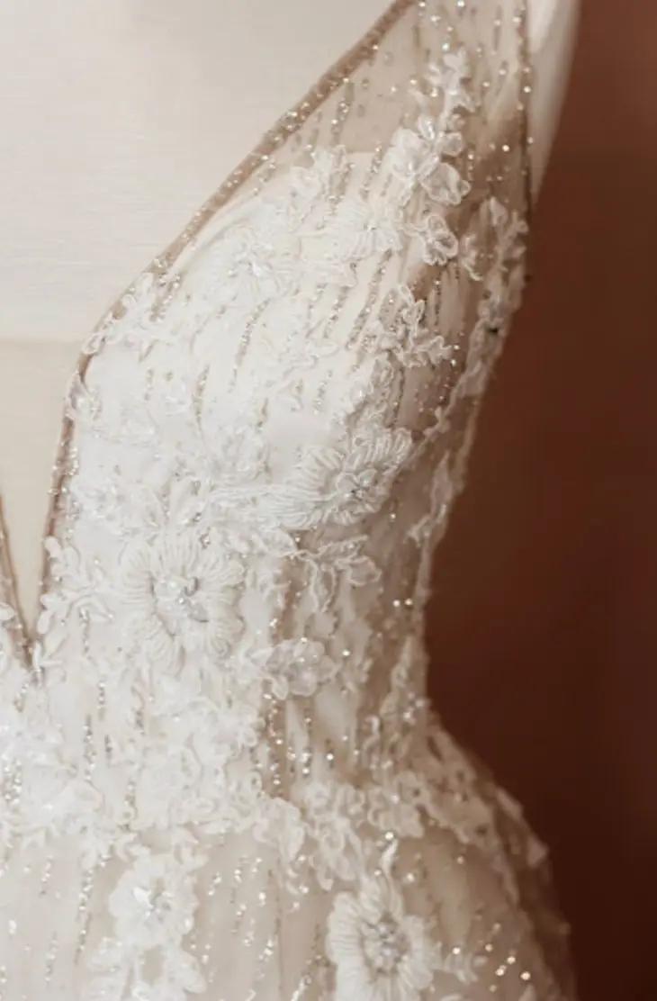 Bridal dress with pearls on it